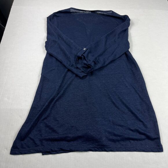 Chicos Linen Knit Tunic Top Navy Blue 3/4 Sleeve Embroidered Sequin Boho 0 SMALL - Picture 10 of 11
